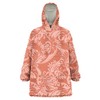 Tahiti Puatou Tiare Floral Wearable Blanket Hoodie Monstera Palm Tropical Leaves - Polynesian Pride