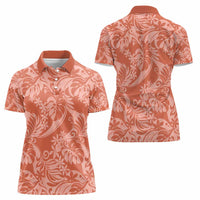 Tahiti Puatou Tiare Floral Women Polo Shirt Monstera Palm Tropical Leaves - Polynesian Pride