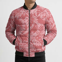 Tahiti Tarona Tiare Floral Bomber Puffer Jacket Monstera Palm Tropical Leaves - Polynesian Pride