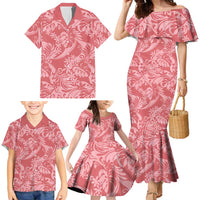 Tahiti Tarona Tiare Floral Family Matching Mermaid Dress and Hawaiian Shirt Monstera Palm Tropical Leaves LT01 - Polynesian Pride