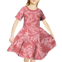 Tahiti Tarona Tiare Floral Kid Short Sleeve Dress Monstera Palm Tropical Leaves LT01 - Polynesian Pride