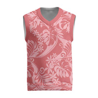Tahiti Tarona Tiare Floral Christmas Knitted V-Neck Vest Monstera Palm Tropical Leaves LT01 Pink - Polynesian Pride