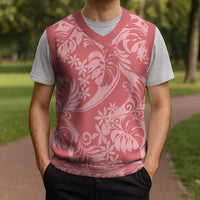 Tahiti Tarona Tiare Floral Christmas Knitted V-Neck Vest Monstera Palm Tropical Leaves LT01 - Polynesian Pride