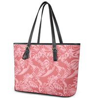 Tahiti Tarona Tiare Floral Leather Tote Bag Monstera Palm Tropical Leaves - Polynesian Pride