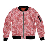 Tahiti Tarona Tiare Floral Sleeve Zip Bomber Jacket Monstera Palm Tropical Leaves - Polynesian Pride