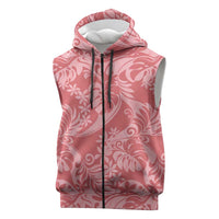 Tahiti Tarona Tiare Floral Sleeveless Zip Hoodie Monstera Palm Tropical Leaves LT01 Pink - Polynesian Pride