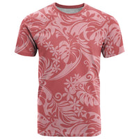 Tahiti Tarona Tiare Floral T Shirt Monstera Palm Tropical Leaves LT01 Pink - Polynesian Pride