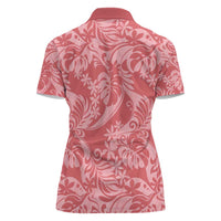 Tahiti Tarona Tiare Floral Women Polo Shirt Monstera Palm Tropical Leaves - Polynesian Pride