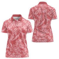 Tahiti Tarona Tiare Floral Women Polo Shirt Monstera Palm Tropical Leaves - Polynesian Pride