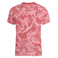 Tahiti Tarona Tiare Floral Women V-Neck T-Shirt Monstera Palm Tropical Leaves - Polynesian Pride