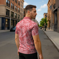 Tahiti Tarona Tiare Floral Zipper Polo Shirt Monstera Palm Tropical Leaves LT01 - Polynesian Pride