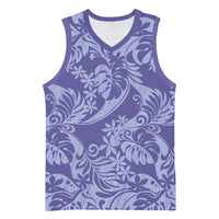 Tahiti Vareau Tiare Floral Basketball Jersey Monstera Palm Tropical Leaves - Polynesian Pride