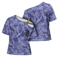 Tahiti Vareau Tiare Floral Cross Shoulder Shirt Monstera Palm Tropical Leaves - Polynesian Pride