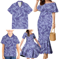 Tahiti Vareau Tiare Floral Family Matching Mermaid Dress and Hawaiian Shirt Monstera Palm Tropical Leaves LT01 - Polynesian Pride