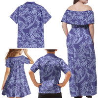 Tahiti Vareau Tiare Floral Family Matching Off Shoulder Maxi Dress and Hawaiian Shirt Monstera Palm Tropical Leaves - Polynesian Pride