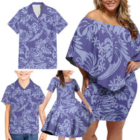 Tahiti Vareau Tiare Floral Family Matching Off Shoulder Short Dress and Hawaiian Shirt Monstera Palm Tropical Leaves LT01 - Polynesian Pride