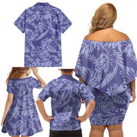 Tahiti Vareau Tiare Floral Family Matching Off Shoulder Short Dress and Hawaiian Shirt Monstera Palm Tropical Leaves LT01 - Polynesian Pride