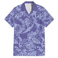 Tahiti Vareau Tiare Floral Hawaiian Shirt Monstera Palm Tropical Leaves LT01 Purple - Polynesian Pride