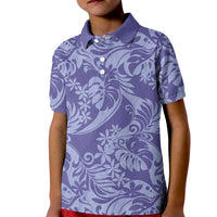 Tahiti Vareau Tiare Floral Kid Polo Shirt Monstera Palm Tropical Leaves LT01 Kid Purple - Polynesian Pride