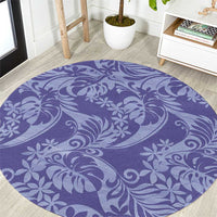 Tahiti Vareau Tiare Floral Round Carpet Monstera Palm Tropical Leaves - Polynesian Pride