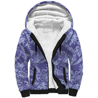 Tahiti Vareau Tiare Floral Sherpa Hoodie Monstera Palm Tropical Leaves - Polynesian Pride