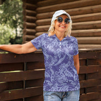 Tahiti Vareau Tiare Floral Women Polo Shirt Monstera Palm Tropical Leaves LT01 - Polynesian Pride
