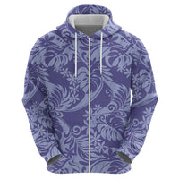 Tahiti Vareau Tiare Floral Zip Hoodie Monstera Palm Tropical Leaves - Polynesian Pride