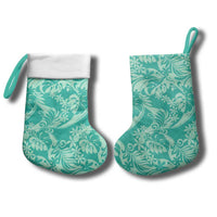 Tahiti Teal Tiare Floral Christmas Stocking Monstera Palm Tropical Leaves - Polynesian Pride