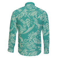 Tahiti Teal Tiare Floral Family Matching Off Shoulder Short Dress and Hawaiian Shirt Monstera Palm Tropical Leaves LT01 - Polynesian Pride