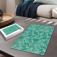 Tahiti Teal Tiare Floral Puzzle Monstera Palm Tropical Leaves - Polynesian Pride