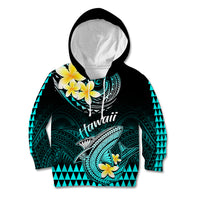 Hawaii Kid Hoodie Polynesian Shark with Kakau Turquoise Version LT01 Turquoise - Polynesian Pride