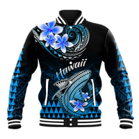 Hawaii Baseball Jacket Polynesian Shark with Kakau Blue Version LT01 Unisex Blue - Polynesian Pride