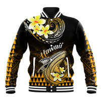 Hawaii Baseball Jacket Polynesian Shark with Kakau Gold Version LT01 Unisex Gold - Polynesian Pride