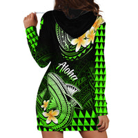 Hawaii Hoodie Dress Polynesian Shark with Kakau Green Version LT01 - Polynesian Pride