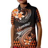 Hawaii Kid Polo Shirt Polynesian Shark with Kakau Orange Version LT01 Kid Orange - Polynesian Pride