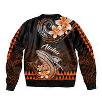 Hawaii Sleeve Zip Bomber Jacket Polynesian Shark with Kakau Orange Version LT01 - Polynesian Pride