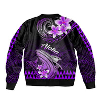 Hawaii Sleeve Zip Bomber Jacket Polynesian Shark with Kakau Purple Version LT01 - Polynesian Pride