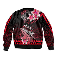 Hawaii Sleeve Zip Bomber Jacket Polynesian Shark with Kakau Red Version LT01 - Polynesian Pride