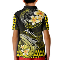 Hawaii Kid Polo Shirt Polynesian Shark with Kakau Yellow Version LT01 - Polynesian Pride
