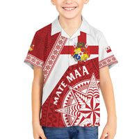 Custom Tonga Rugby Mate Maa Family Matching Puletasi and Hawaiian Shirt Ngatu Pattern LT01 Son's Shirt Red - Polynesian Pride
