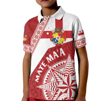 Custom Tonga Rugby Mate Maa Kid Polo Shirt Ngatu Pattern LT01 Kid Red - Polynesian Pride
