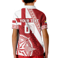 Custom Tonga Rugby Mate Maa Kid Polo Shirt Ngatu Pattern LT01 - Polynesian Pride