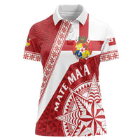 Custom Tonga Rugby Mate Maa Women Polo Shirt Ngatu Pattern LT01 Female Red - Polynesian Pride