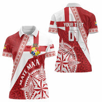 Custom Tonga Rugby Mate Maa Women Polo Shirt Ngatu Pattern LT01 - Polynesian Pride