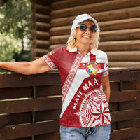 Custom Tonga Rugby Mate Maa Women Polo Shirt Ngatu Pattern LT01 - Polynesian Pride