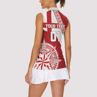 Custom Tonga Rugby Mate Maa Women Sleeveless Polo Shirt Ngatu Pattern LT01 - Polynesian Pride