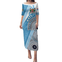 Custom Fiji Rugby Bati Family Matching Puletasi and Hawaiian Shirt Tapa Pattern LT01 Mom's Dress Blue - Polynesian Pride
