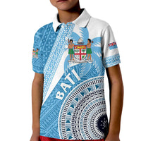 Custom Fiji Rugby Bati Kid Polo Shirt Tapa Pattern LT01 Kid Blue - Polynesian Pride