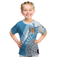 Custom Fiji Rugby Bati Kid T Shirt Tapa Pattern LT01 Blue - Polynesian Pride