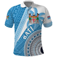 Custom Fiji Rugby Bati Polo Shirt Tapa Pattern LT01 Blue - Polynesian Pride